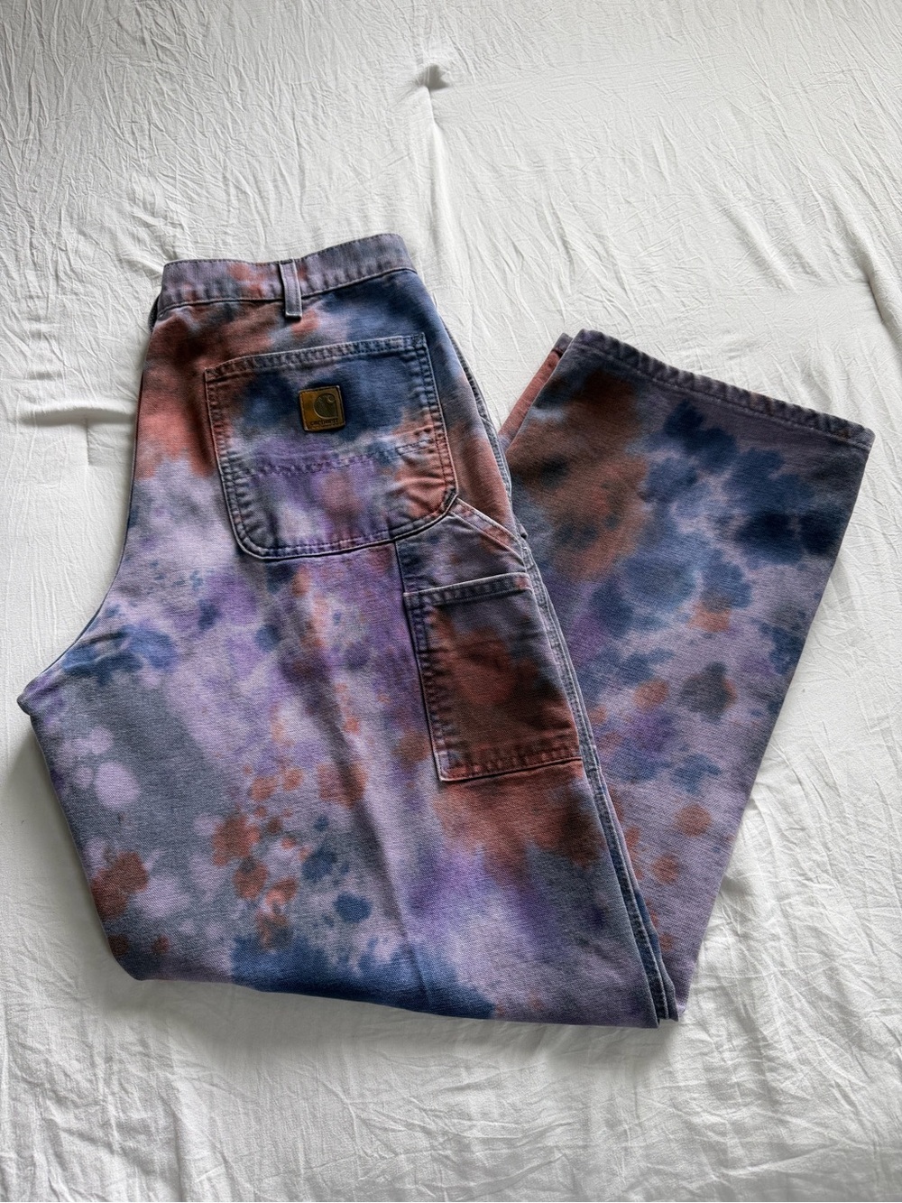 Carhartt Pants Tie-Dye‎ Dungarees in Purple & Rust Tones Size 36x32